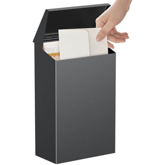 Mailboxes for Outside, Wall Mount Mailbox, Metal Mail Box, Mail Boxes for House Outside, Black Small Mailbox, Modern Drop Box for Outdoor Office Home, (No Locking Mechanism)$$Tools & Hardware Other