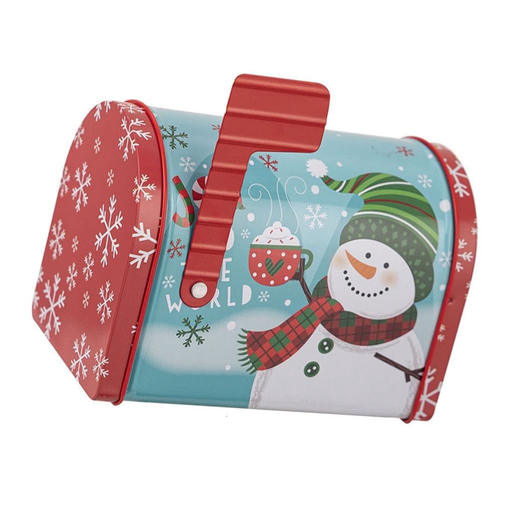 Mailboxes Shaped Cookie Tin Christmas Party Favors Container Metal ...