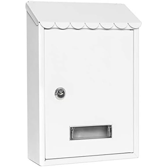 Mailboxes Wall Mount with Key Lock – Small Mail Boxes Horizontal, 12.2 x 8.3 x 3.05 Inch, White New