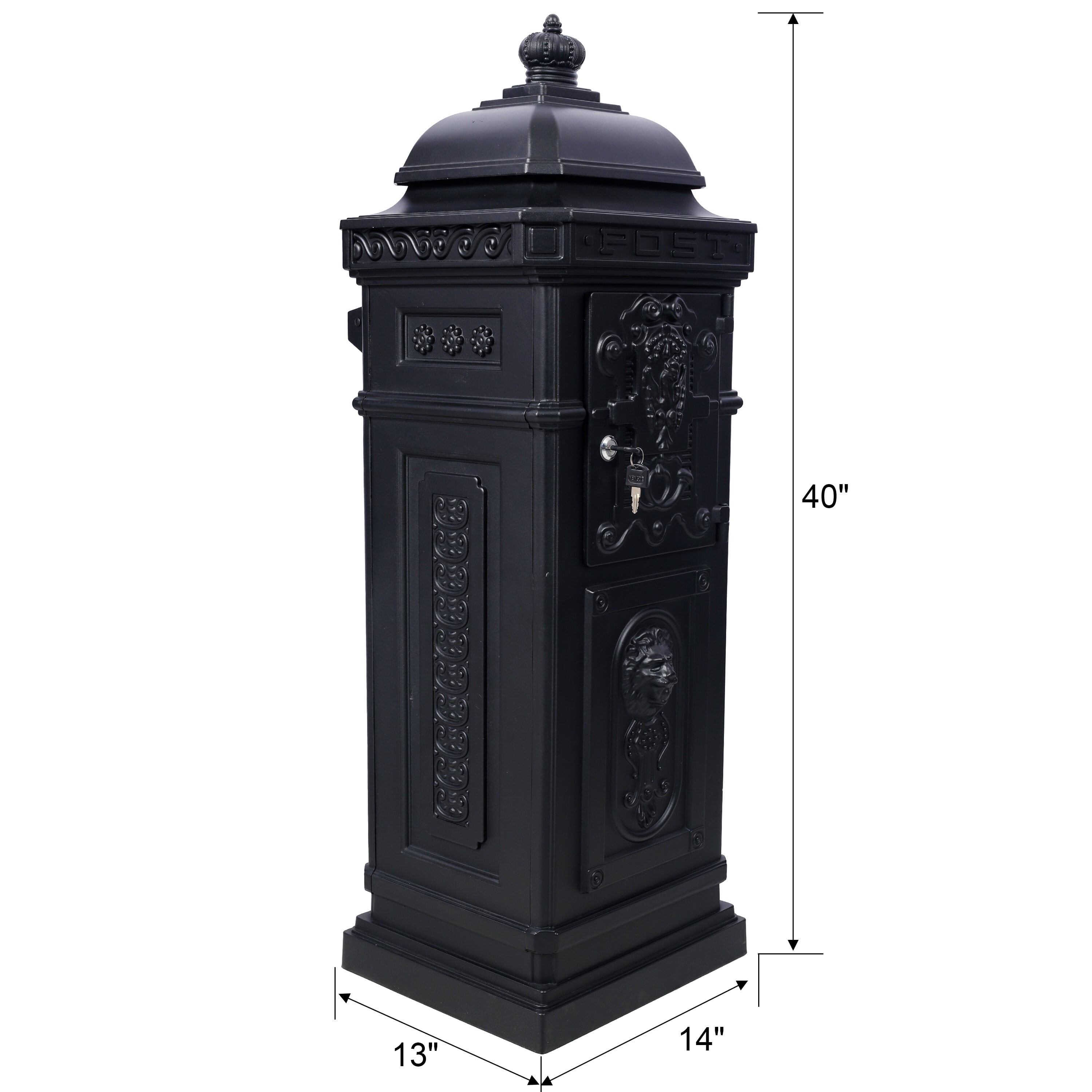 Mailboxs Mailboxes Residential The Court Large-Capacity Letter Box, Garden Floor Safety Mailbox, Outdoor Rainproof Postbox Statue ,black,