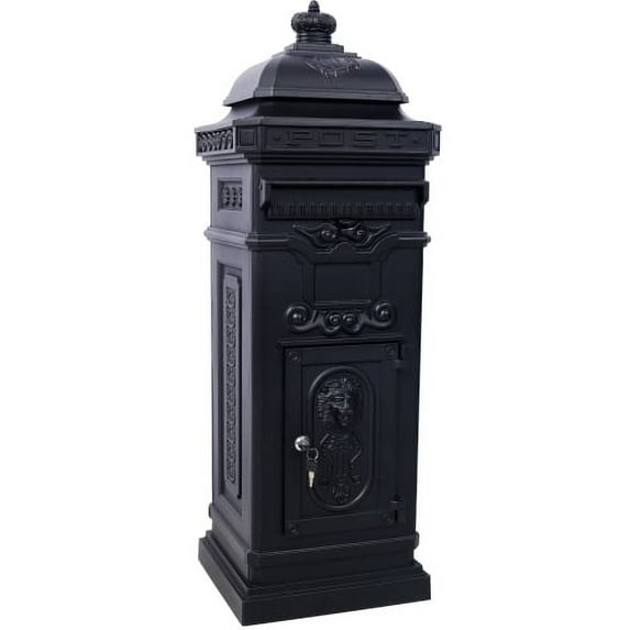 Mailboxs Mailboxes Residential The Court Large-Capacity Letter Box, Garden Floor Safety Mailbox, Outdoor Rainproof Postbox Statue ,black