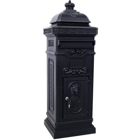 Mailboxs Mailboxes Residential The Court Large-Capacity Letter Box, Garden Floor Safety Mailbox, Outdoor Rainproof Postbox Statue ,black