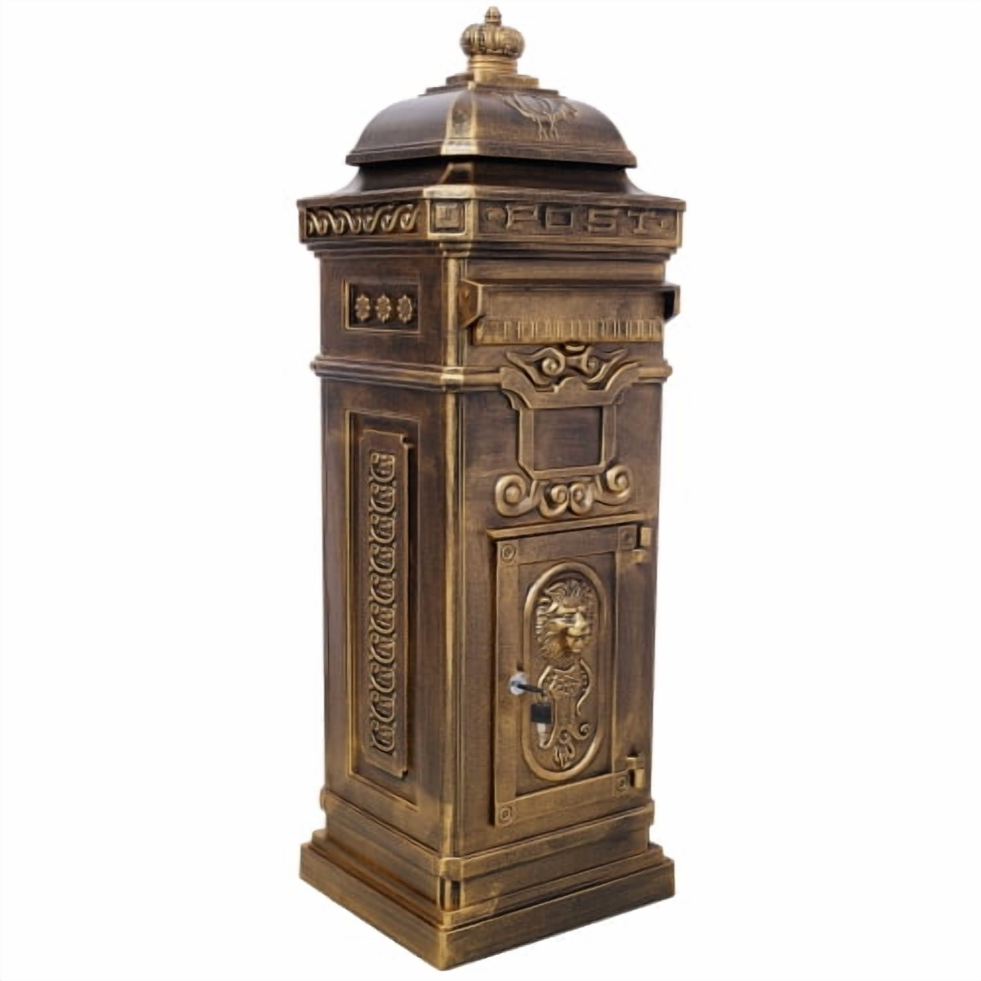 Mailboxs Mailboxes Residential The Court Large-Capacity Letter Box, Garden Floor Safety Mailbox, Outdoor Rainproof Postbox Statue ,color copper