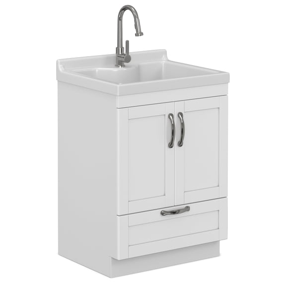 Maile 24-inch Utility Sink & Cabinet in Pure White