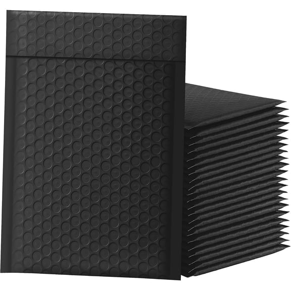 Mailers 6x10 Inch 25 count Black Bags, Chic Packaging Bags For Small Business, Colored Padded Mailing Envelopes, Opaque Matte Self Seal Poly Mailers #0