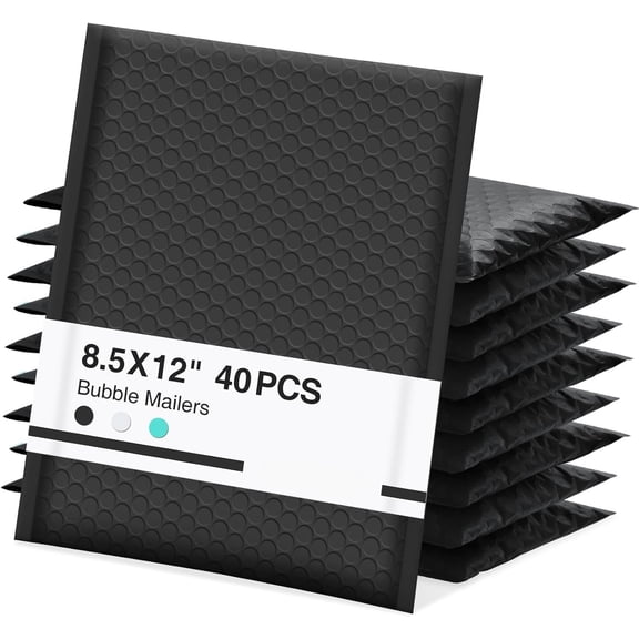 Mailers 8.5x12 Inch 40 Usable Size 8.5x11 Inch Black Padded Envelopes Medium Packaging Bags for Self Seal Envelopes for Supplies