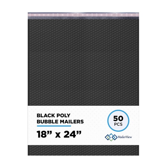 Mailerview Black Bubble Mailers 18x24, Self Seal Poly Padded Envelopes #9, 50 Pack