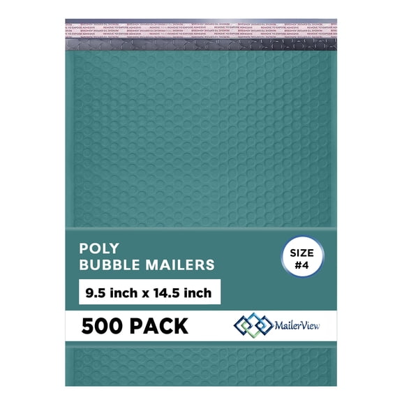 Mailerview Green Bubble Mailers 9.5x14.5 Self Seal Poly Padded Envelopes #4, 200 Pack