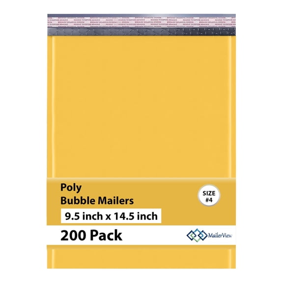 Mailerview Kraft Bubble Mailers 9.5x14.5, Self Seal Padded Envelopes #4, 200 Pack
