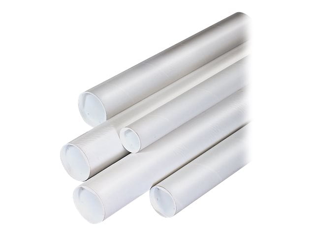 Tubeequeen White Mailing Tubes with End Caps - Art Shipping Tubes 2-Inch D x 24-Inch L, 6 Pack, Size: 2 D x 24L