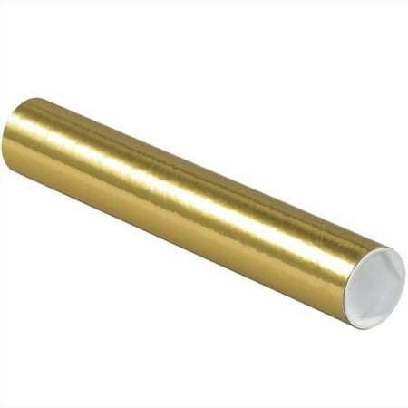 Partners Brand Mailing Tubes,W/Caps,2x12",Gold,PK50 P2012GO