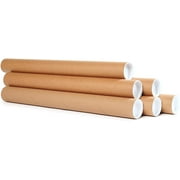 Mailing Tubes with Caps - Premium Kraft Cardboard Tubes for mailing - Shipping Tubes for posters - Size 2" x 24" Bundle of 100