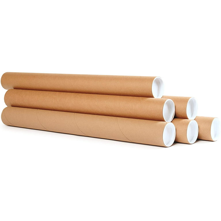Mailing Tubes with Caps - Premium Kraft Cardboard Tubes for mailing -  Shipping Tubes for posters - Size 2 x 24 (Bundle of 50)