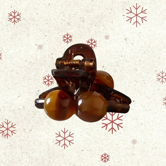 Maillard Coffee Double Pearl Mini Claw Clip Amber Small Hair Clip for Women Bangs Baby Hairs Styling Accessories Christmas Halloween Gifts