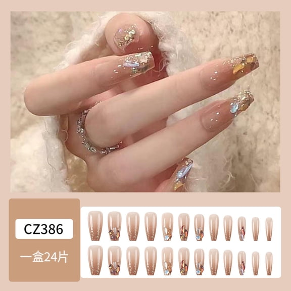 Maillard long wearing nail, high-end flash light luxury nail art 24 pieces Xiaohongshu fake nail wholesale
