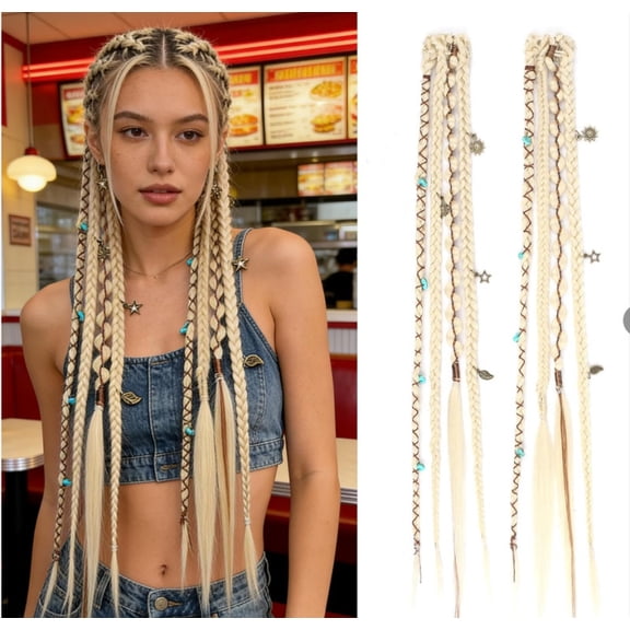 Maillard-style braided hair extensions Wasteland/Afro-inspired half-head dreadlocks Bohemian style braids