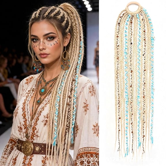 Maillard-style braided hair extensions Wasteland/Afro-inspired half-head dreadlocks Bohemian style braids