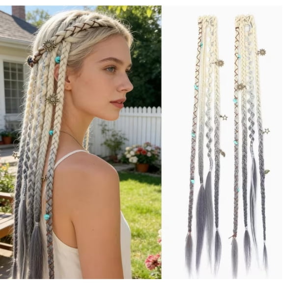 Maillard-style braided hair extensions Wasteland/Afro-inspired half-head dreadlocks Bohemian style braids