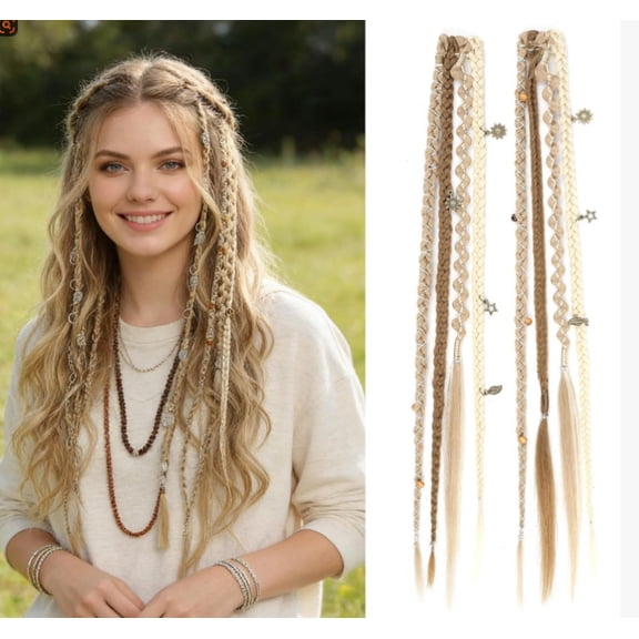 Maillard-style braided hair extensions Wasteland/Afro-inspired half-head dreadlocks Bohemian style braids
