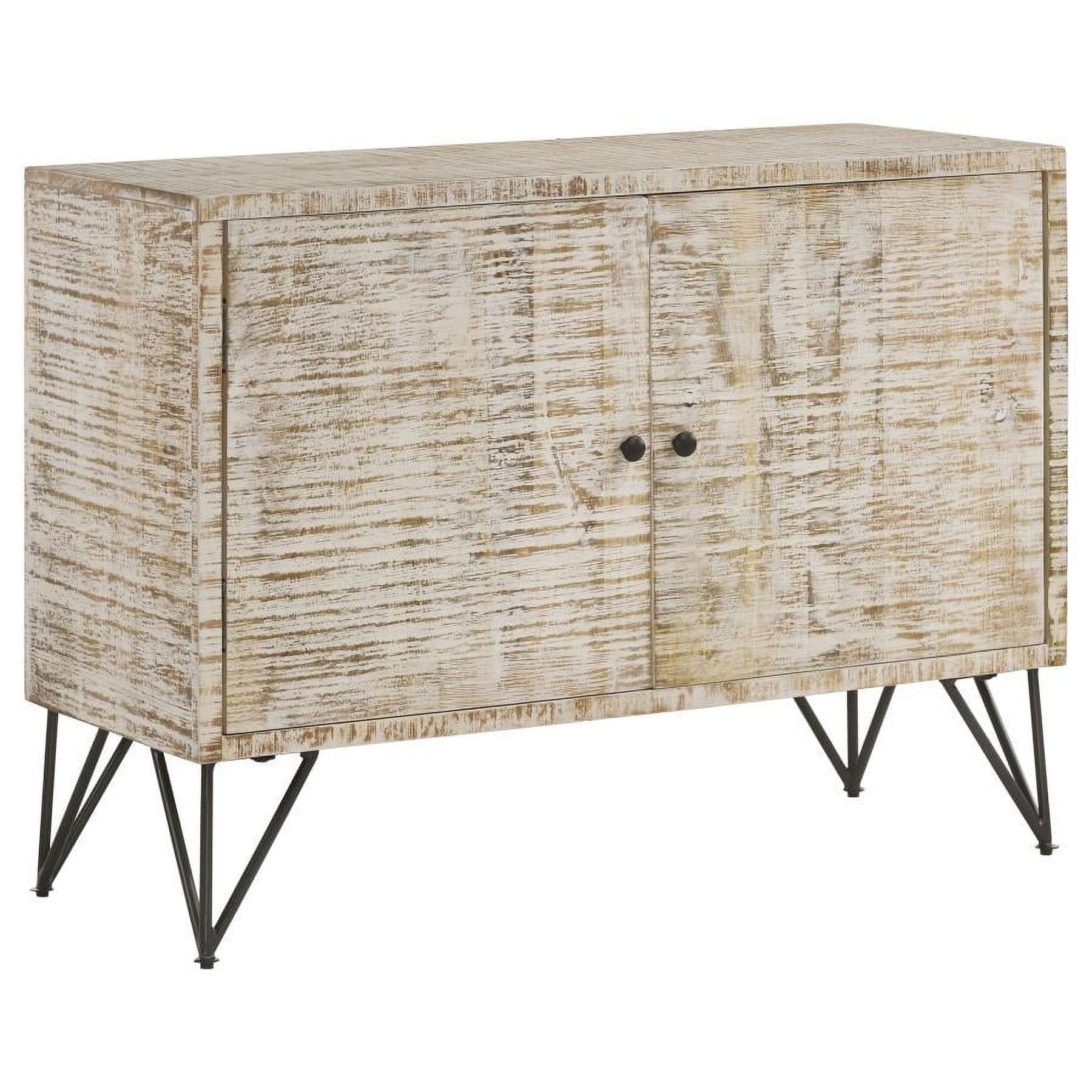 White Washed Rustic 2-Door Accent Cabinet with Adjustable Shelving