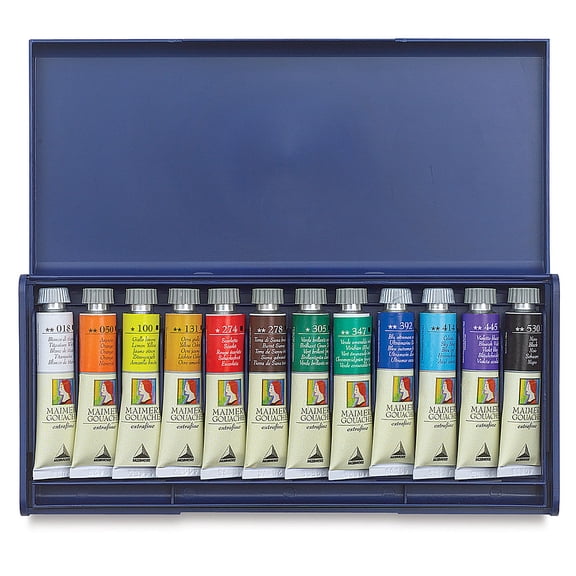 Maimeri Artist Gouache - Set of 12, Assorted Colors, 20 ml Tubes