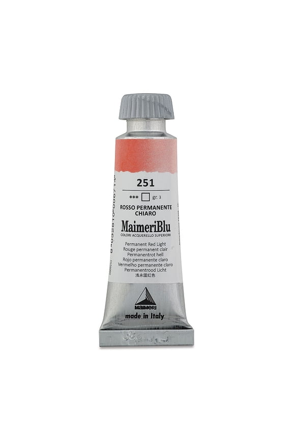 Blu Artist Watercolor - Permanent Red Light, 12 ml Tube