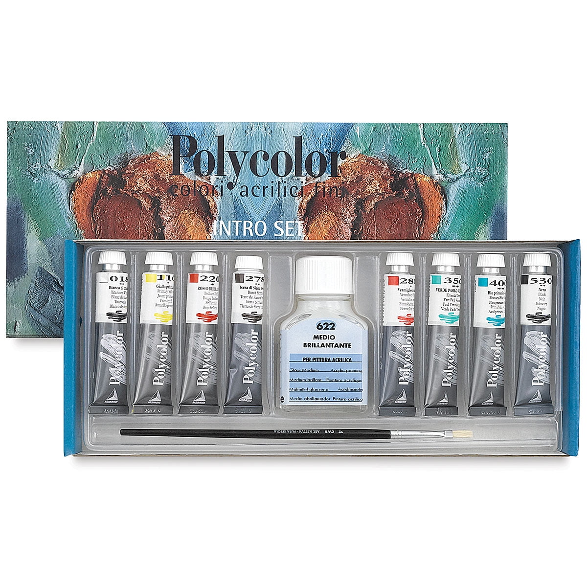 Maimeri Polycolor Vinyl Paints - Set of 8, Intro Set, 20 ml Tubes