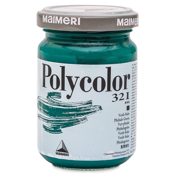 Maimeri Polycolor Vinyl Paints - Phthalo Green, 140 ml jar