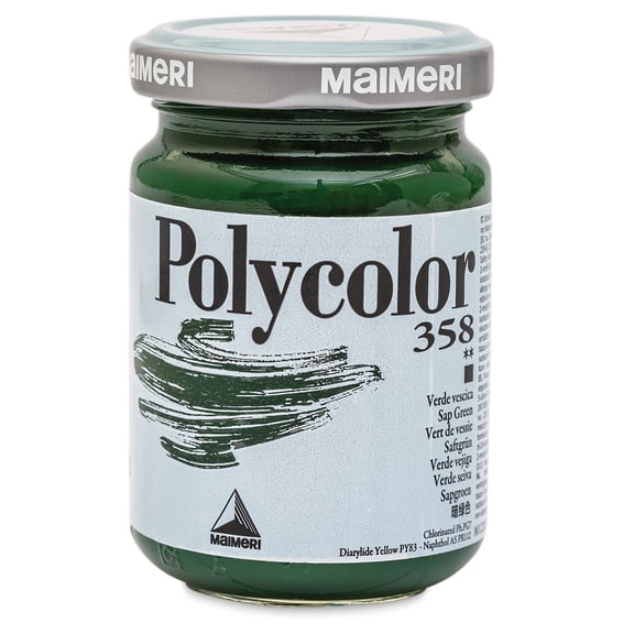 Maimeri Polycolor Vinyl Paints - Sap Green, 140 ml jar