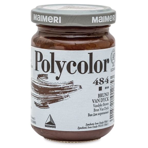 Maimeri Polycolor Vinyl Paints - Vandyke Brown, 140 ml jar