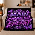 thumbnail image 1 of Main Character Energy Graffiti Crown, Cozy Friendship Quote Scene, Warm Flannel Blanket for Living Room and Reading Nook, Art Lovers Friendship Gift, Artistic Home Decor, 1 of 9