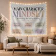 thumbnail image 1 of Main Character Mindset with Stars and Hearts, Inspirational Retro Style for Motivational Art Lovers, Positive Decor, Graduation Gift, Tapestry Wall Hanging for Bedroom and Dorm, 1 of 7