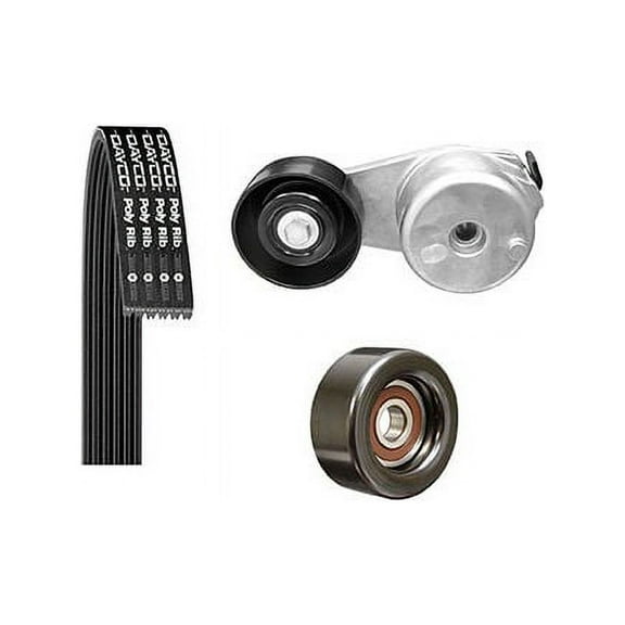 Main Drive Serpentine Belt Drive Component Kit - Compatible with 2002 - 2009 Chevy Trailblazer 4.2L 6-Cylinder 2003 2004 2005 2006 2007 2008