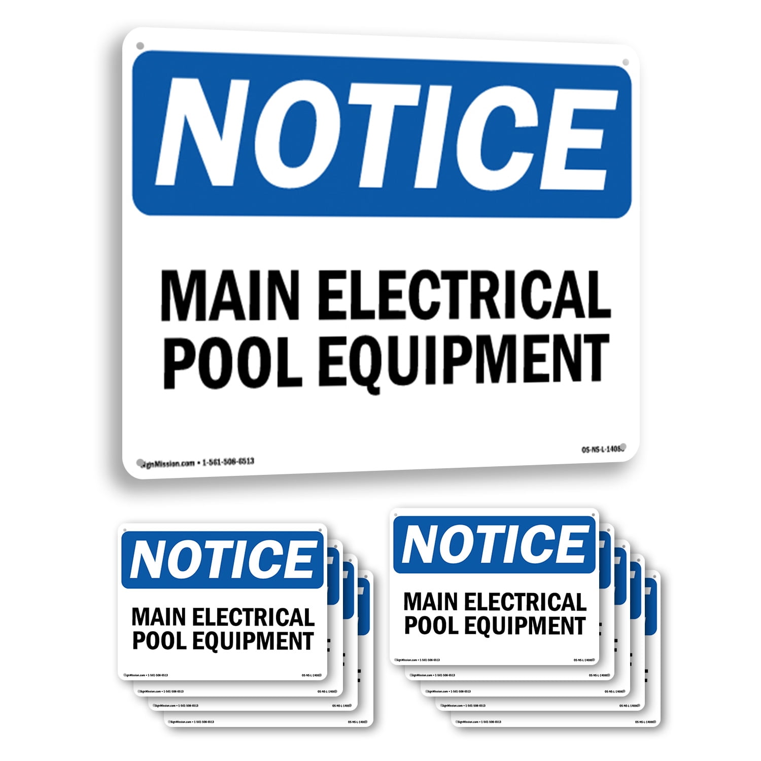 Main Electrical Pool Equipment OSHA Notice Rigid Plastic Sign 18 Inch x ...