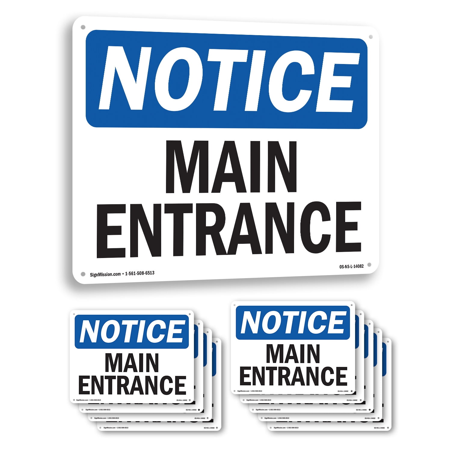 Main Entrance OSHA Notice Aluminum Sign 18 Inch x 12 Inch - 10 Pack ...