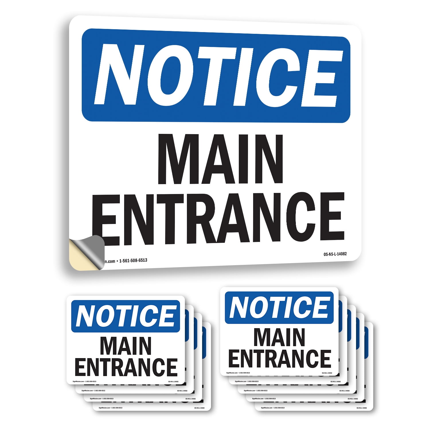 Main Entrance OSHA Notice Vinyl Decal Label 10 Inch x 7 Inch - 10 Pack ...