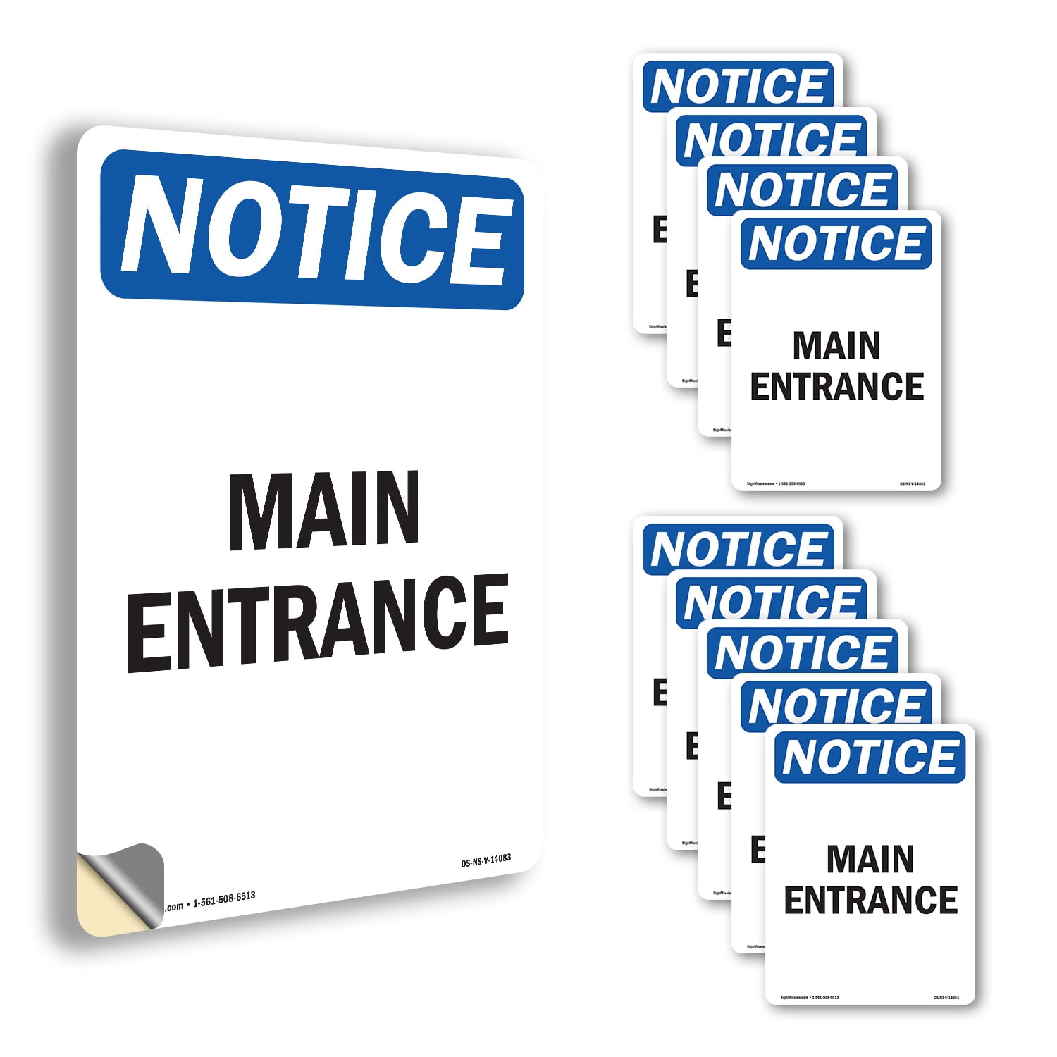 Main Entrance OSHA Notice Vinyl Decal Label 18 Inch x 12 Inch - 10 Pack ...