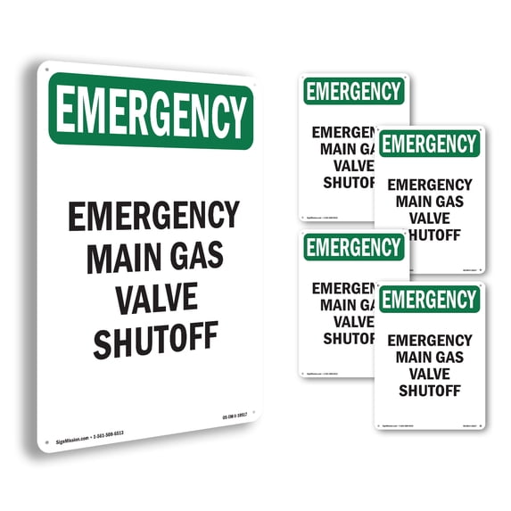 Main Gas Valve Shutoff OSHA Emergency Rigid Plastic Sign 18 Inch x 12 ...