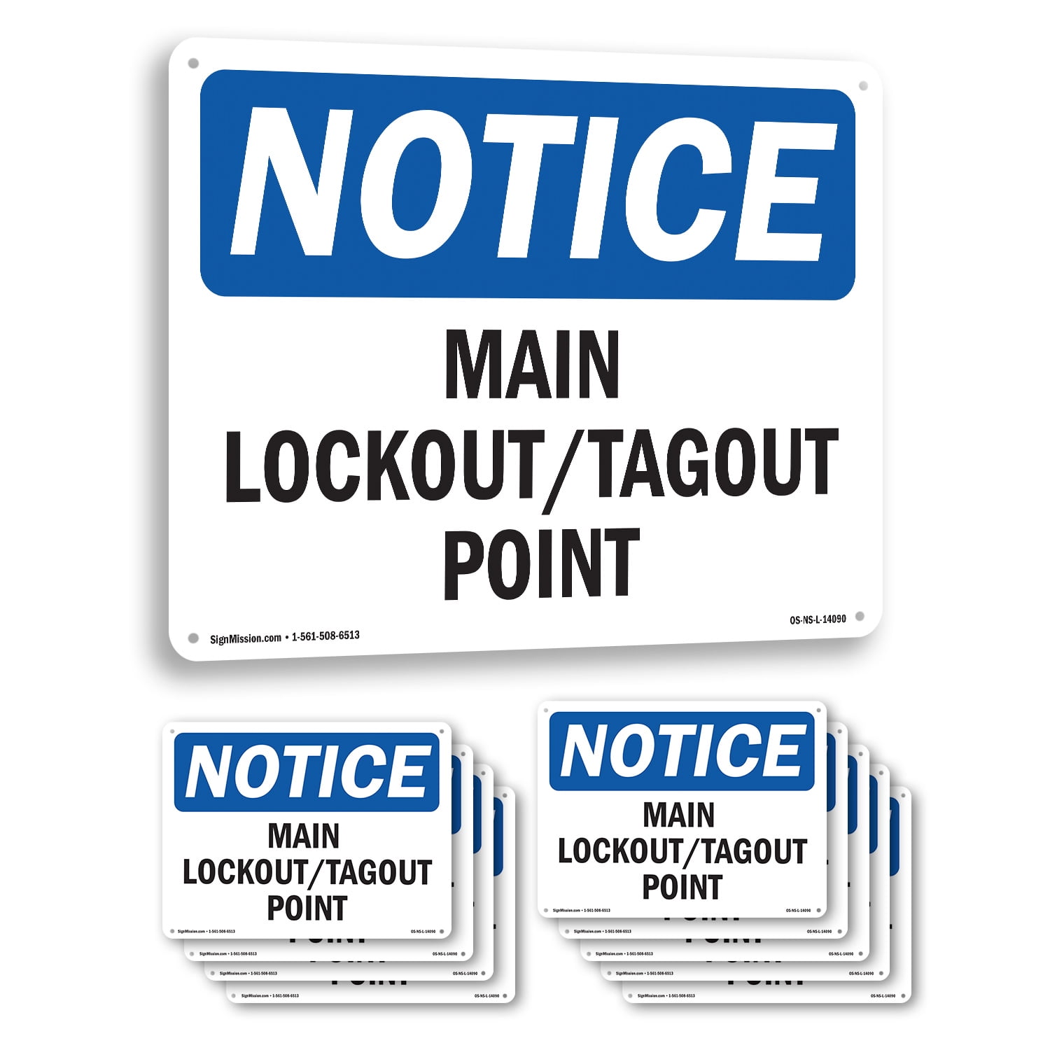 Main Lockout Tagout Point OSHA Notice Rigid Plastic Sign 18 Inch x 12 ...