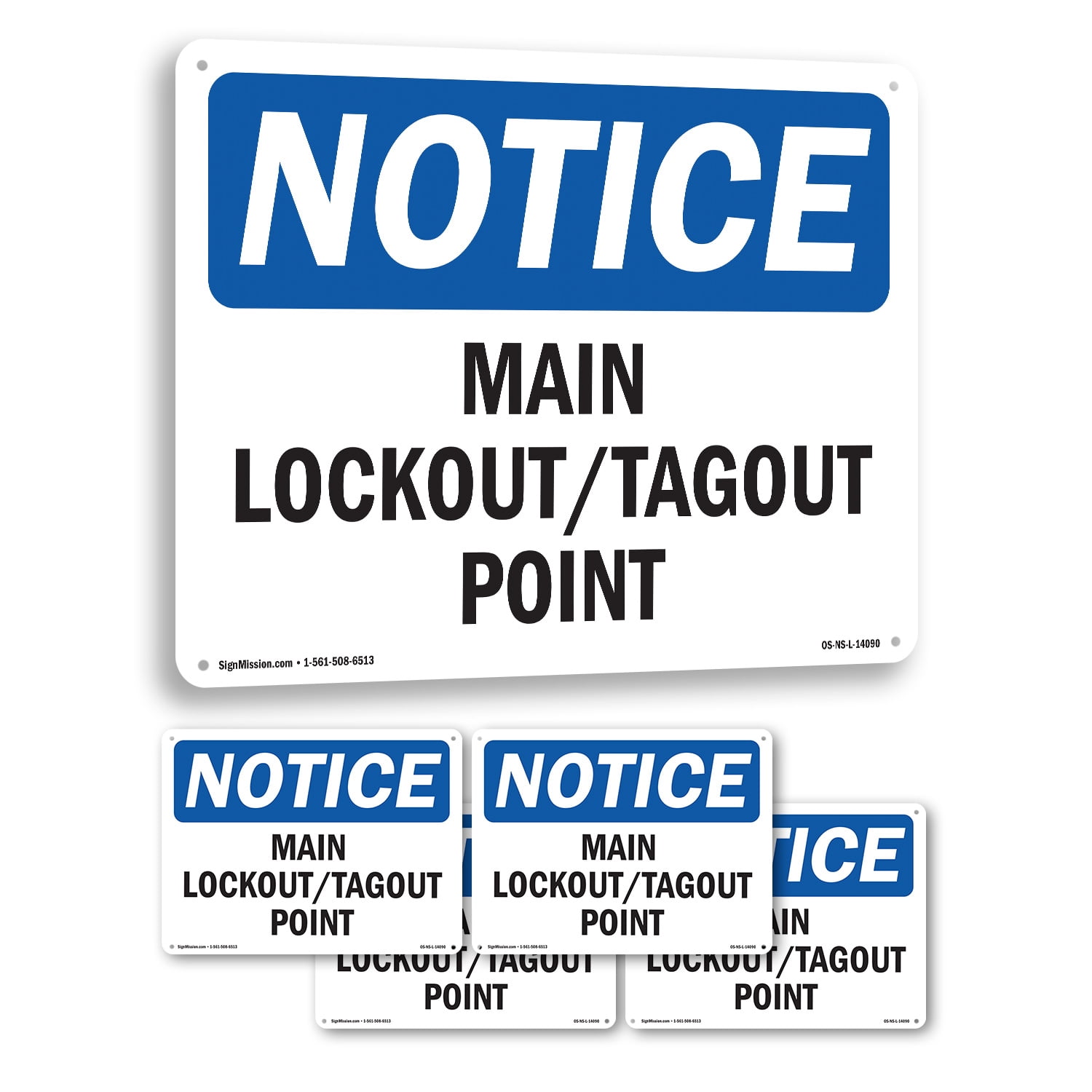 Main Lockout Tagout Point OSHA Notice Rigid Plastic Sign 18 Inch x 12 ...
