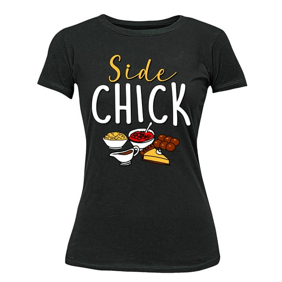 Main Man Side Chick Thanksgiving Couples Women's T-shirt For Women, L, Side Chick