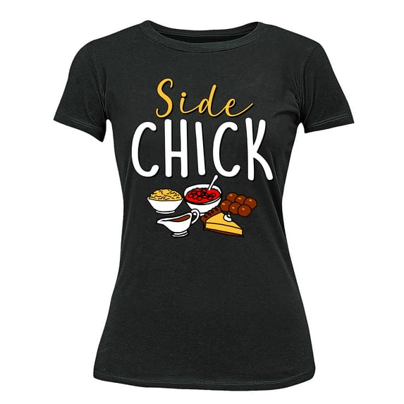 Main Man Side Chick Thanksgiving Couples Women's T-shirt For Women, S, Side Chick