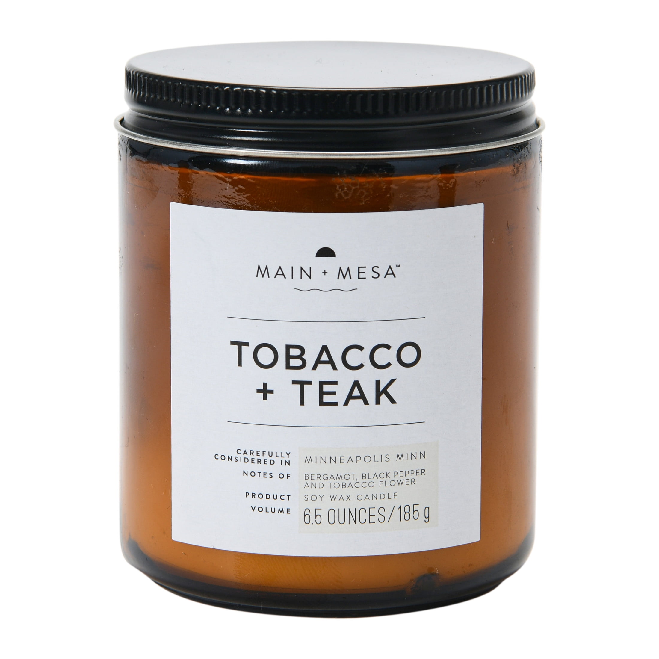 Amber Glass Jar Soy Candle with Lid, 6.5 oz