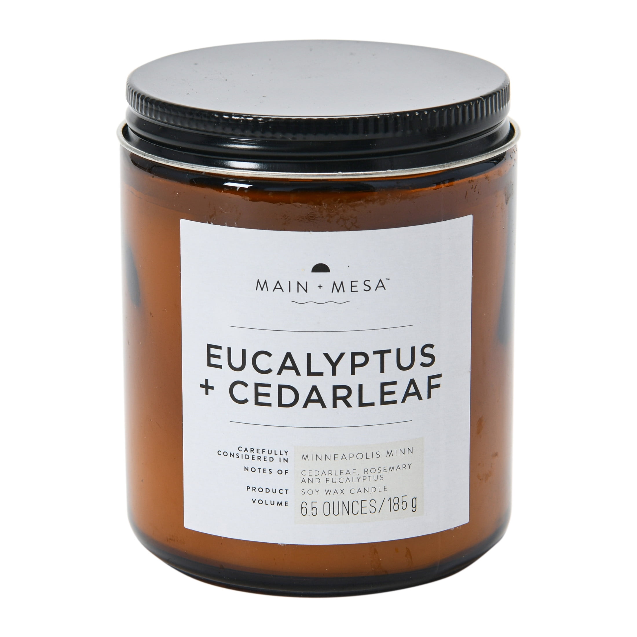 Amber Glass Jar Soy Candle with Eucalyptus & Cedarleaf Scent