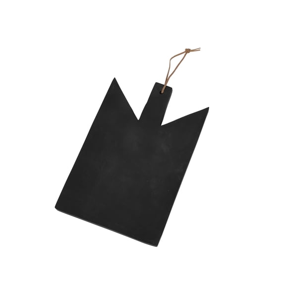 Main + Mesa Geometric Wood Cutting Board with Leather Tie, Black
