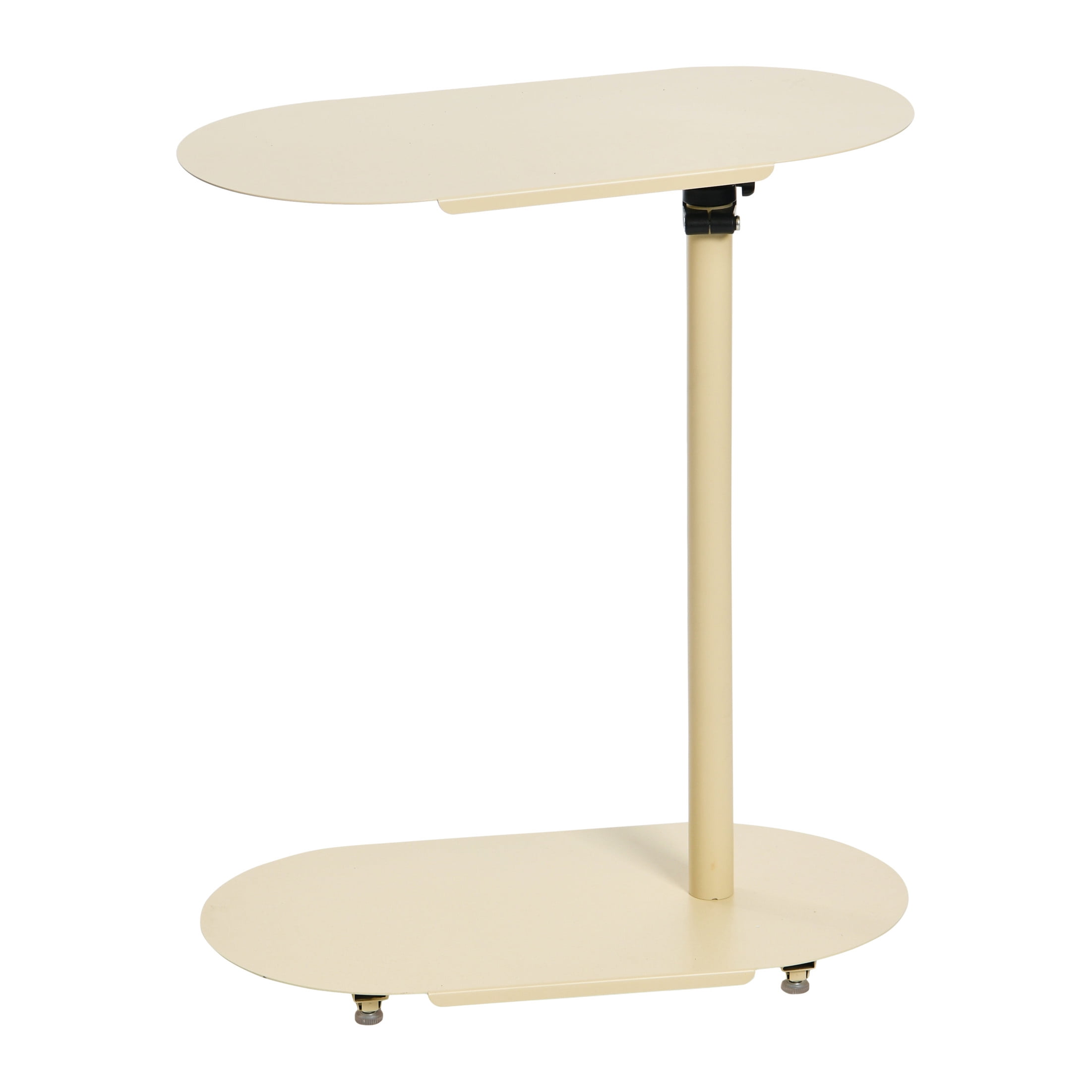 Beige Adjustable Metal C-Shaped End Table