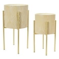 thumbnail image 1 of Main + Mesa Modern Boho Embossed Metal Planters with Stands, Cream and Gold, Set of 2 Sizes, 1 of 10