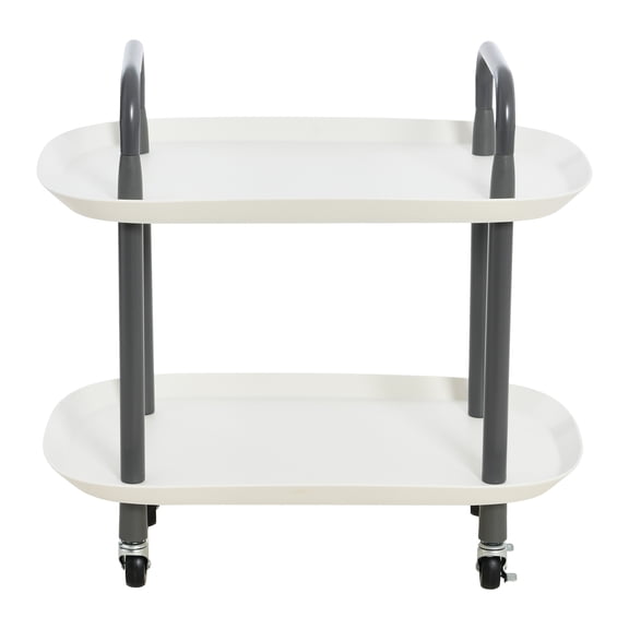 Main + Mesa Modern Plastic and Metal 2-Tier Trolley, White and Dark Grey