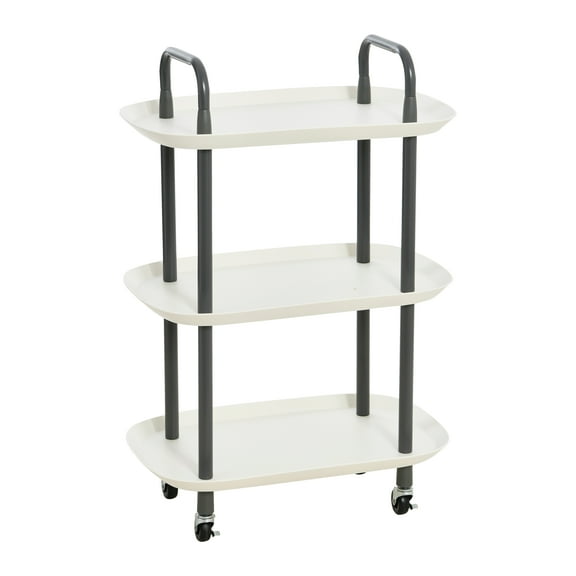 Main + Mesa Modern Plastic and Metal 3-Tier Trolley, White and Dark Grey