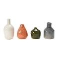 thumbnail image 1 of Main + Mesa Stoneware Bud Vases in Crackle Glaze, Olive/Terracotta Tones, Set of 4, 1 of 7